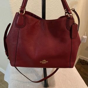Coach Red Medium Soft Pebbled Leather ConvertibleTote Bag